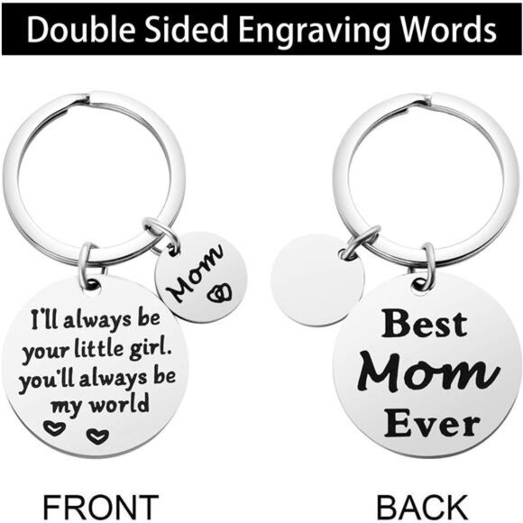 Mothers Day Gifts, Mom Gifts from Daughter for Birthday Silver Notes Keychain - Picture 2 of 7